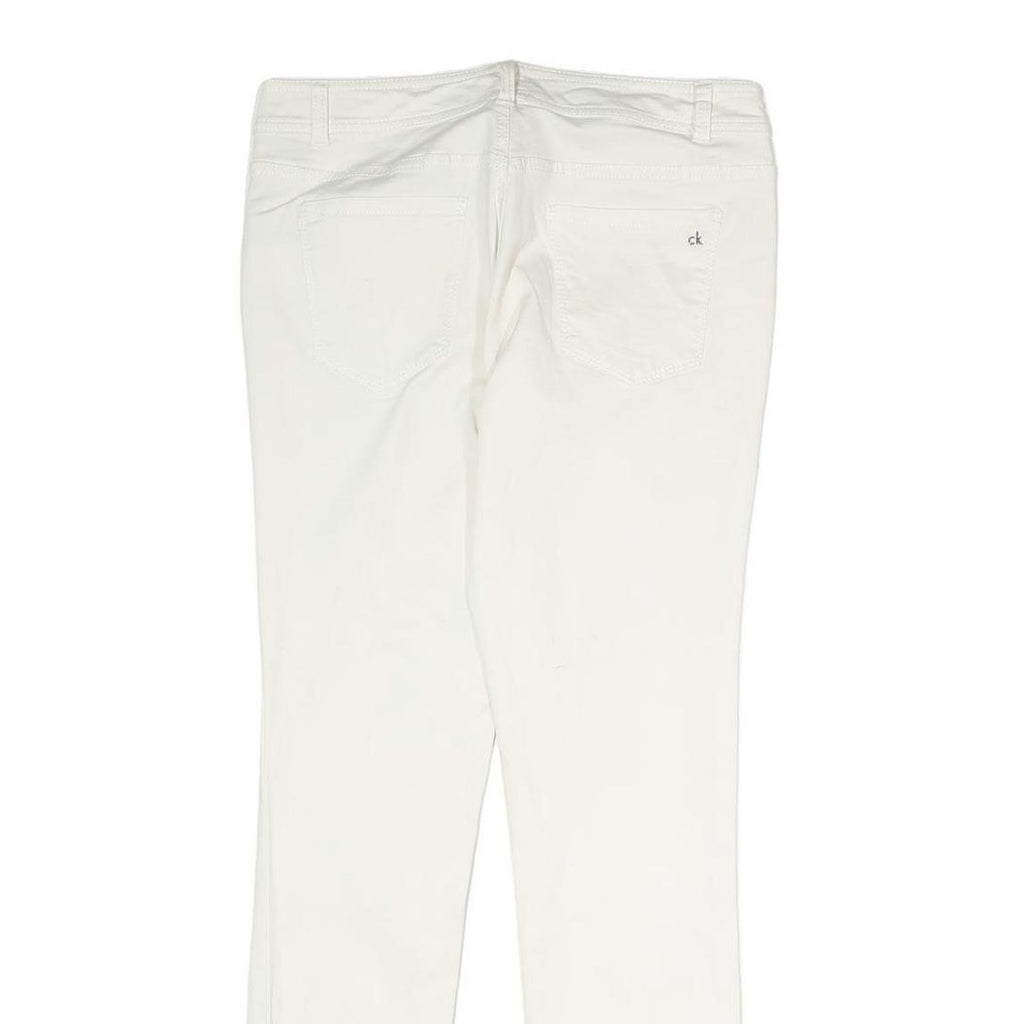 CALVIN KLEIN Womens Cotton Blend White Slim Skinny Trousers W28 L28 Zipped
