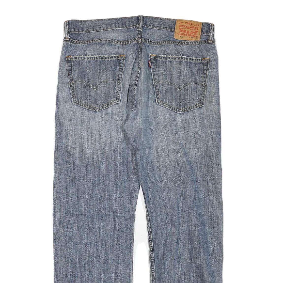 LEVI'S 505 Mens Jeans Blue Regular Straight Denim Medium W36 L32 Classic Fit