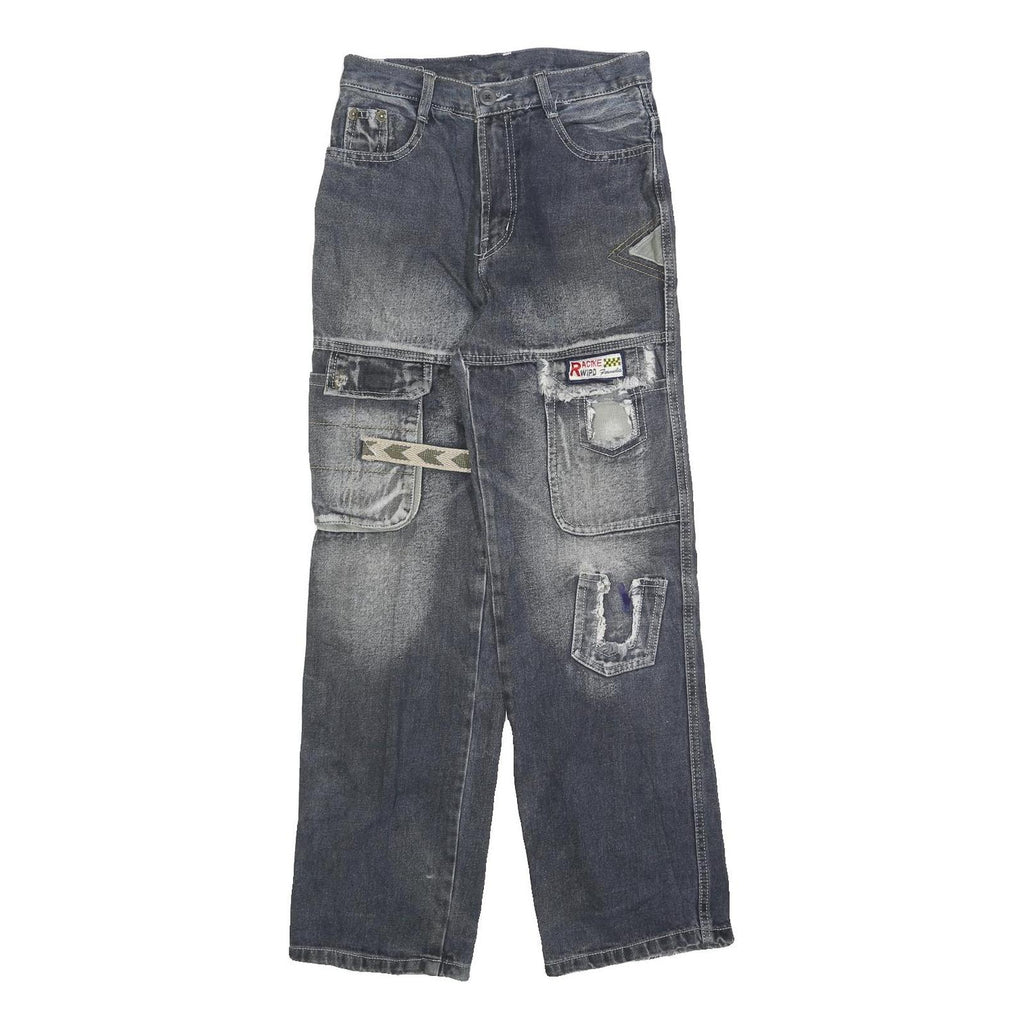 SYJ Womens Jeans Relaxed Straight Denim Medium W26 L28 Distressed Patchwork