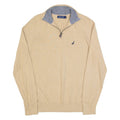 NAUTICA Mens Jumper Beige 1/4 Zip Tight Knit M