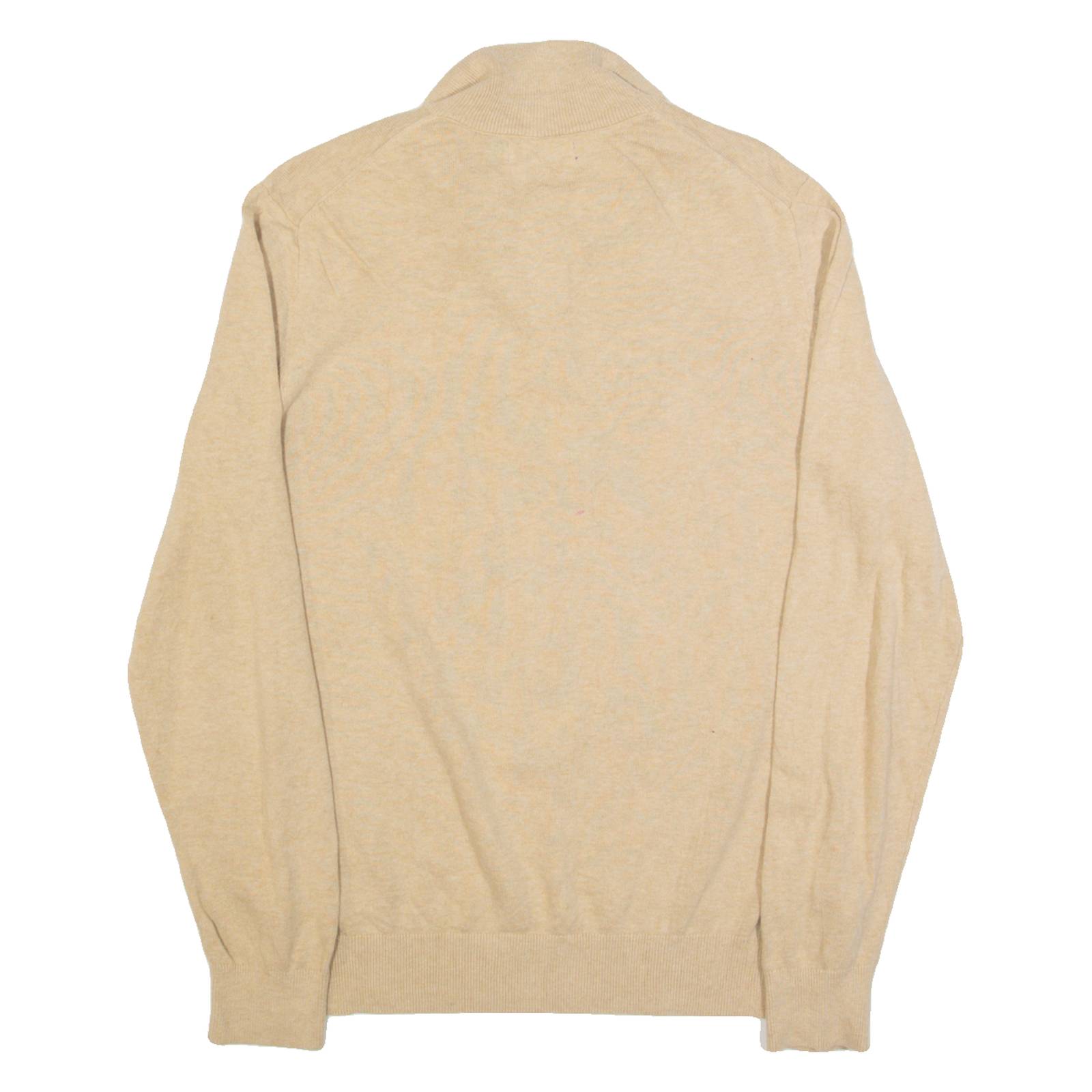 NAUTICA Mens Jumper Beige 1/4 Zip Tight Knit M