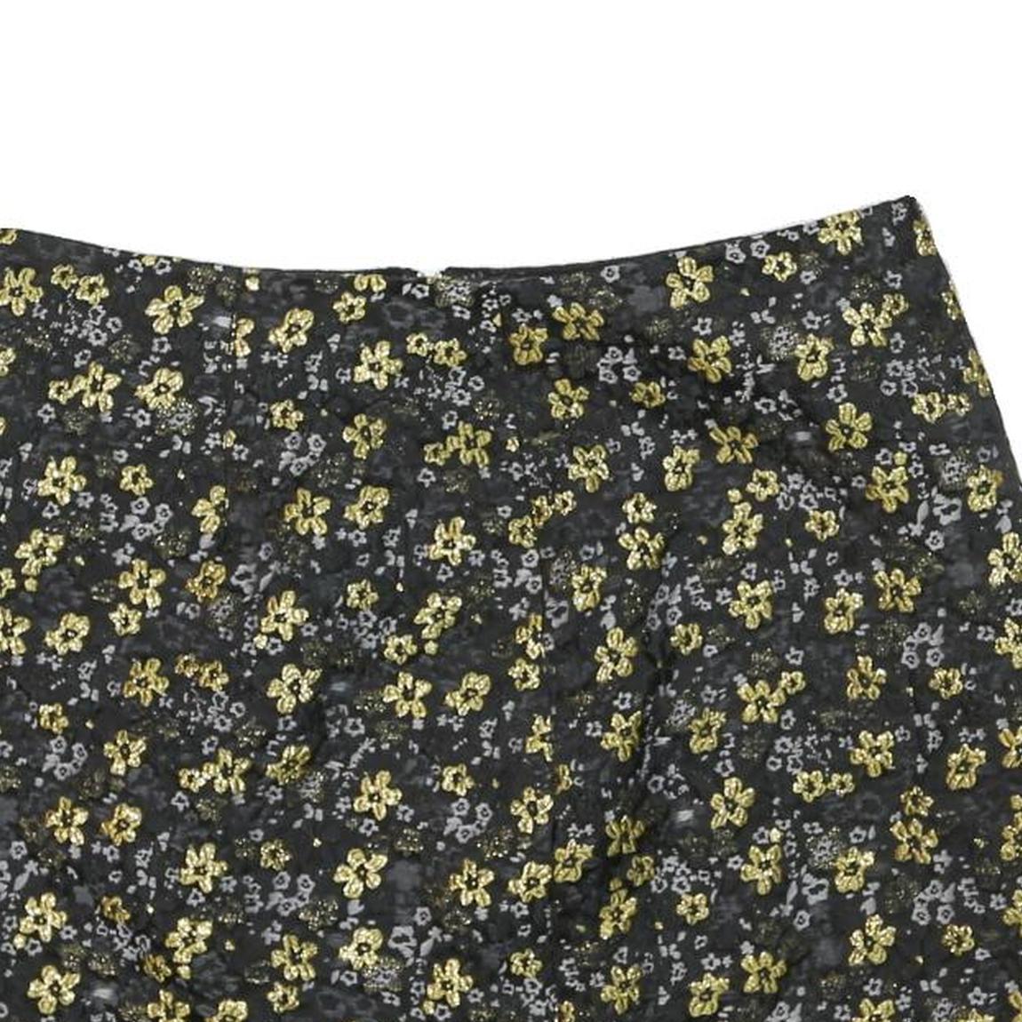 TED BAKER Womens Black & Gold Floral Mini Skirt Polyester Blend 2XL Stylish