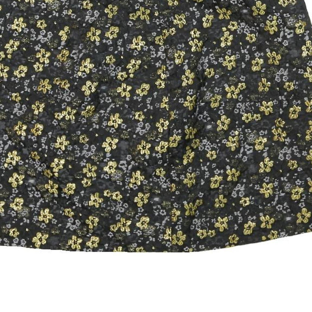 TED BAKER Womens Black & Gold Floral Mini Skirt Polyester Blend 2XL Stylish