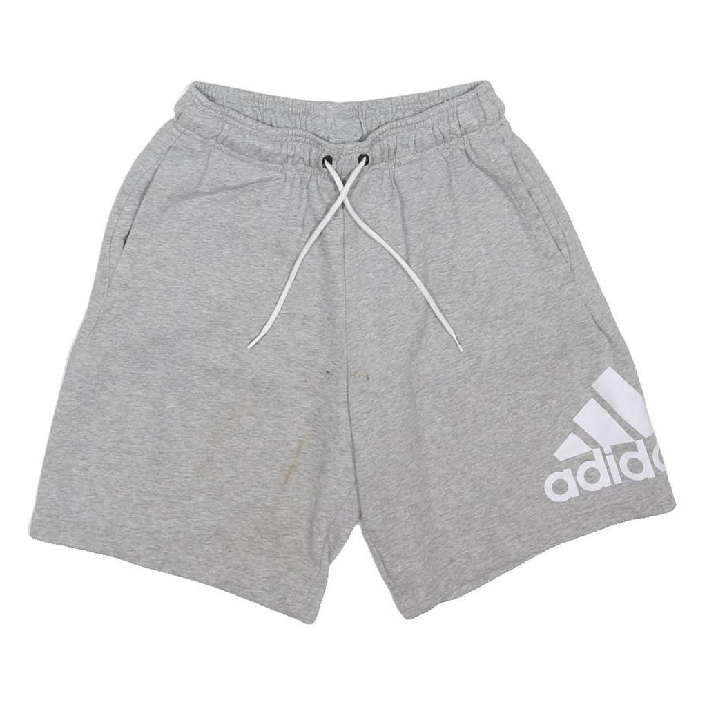 ADIDAS Mens Shorts Grey Casual M W24 Cotton Blend Drawstring Sportswear