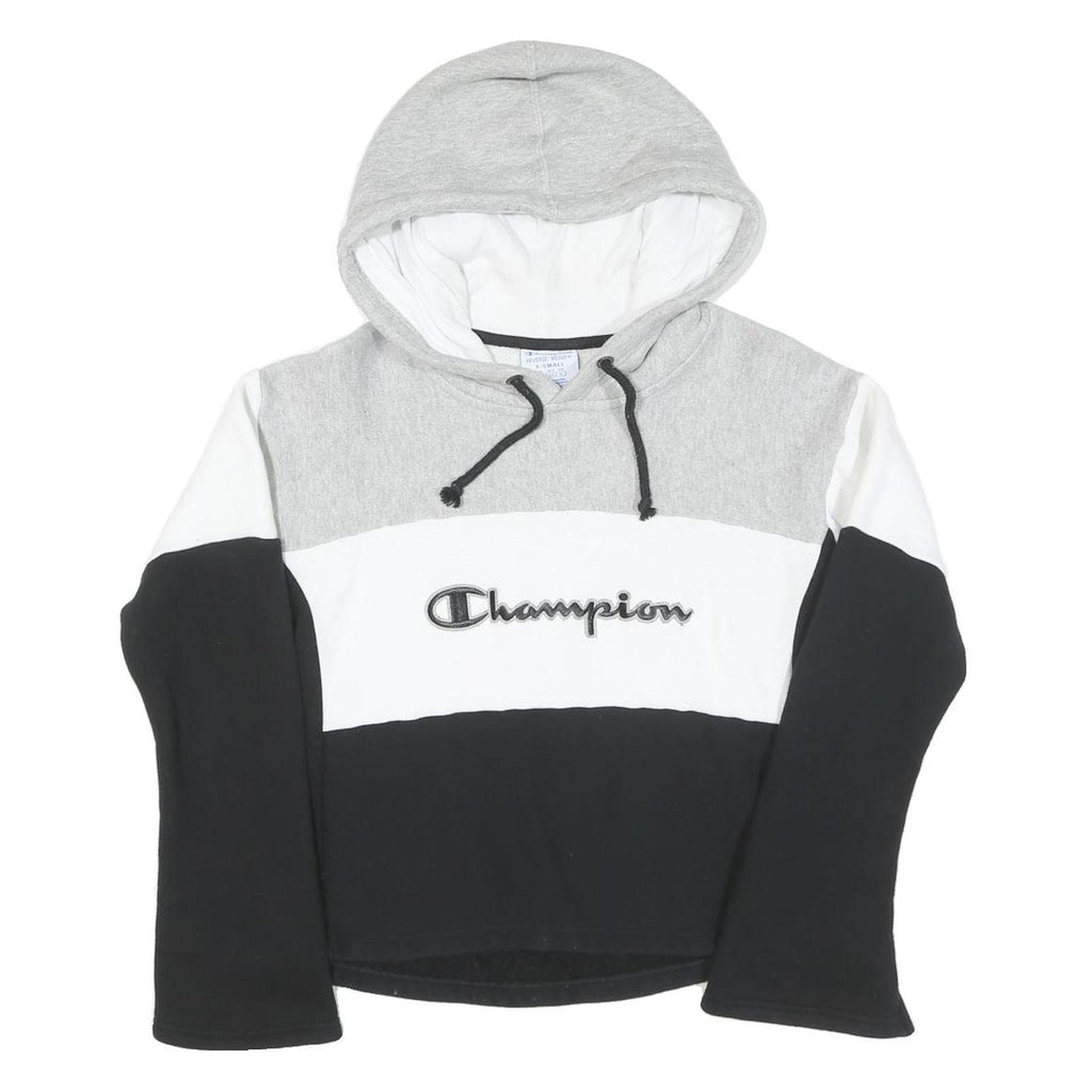 CHAMPION REVERSE WEAVE Womens Grey & White & Black Hoodie XS Cotton Blend