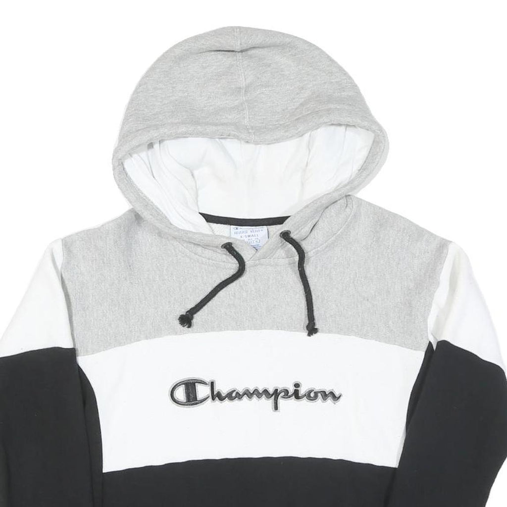 CHAMPION REVERSE WEAVE Womens Grey & White & Black Hoodie XS Cotton Blend
