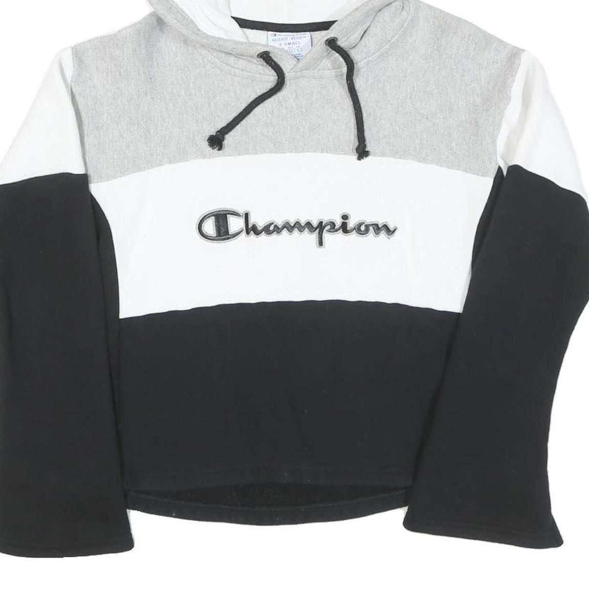 CHAMPION REVERSE WEAVE Womens Grey & White & Black Hoodie XS Cotton Blend