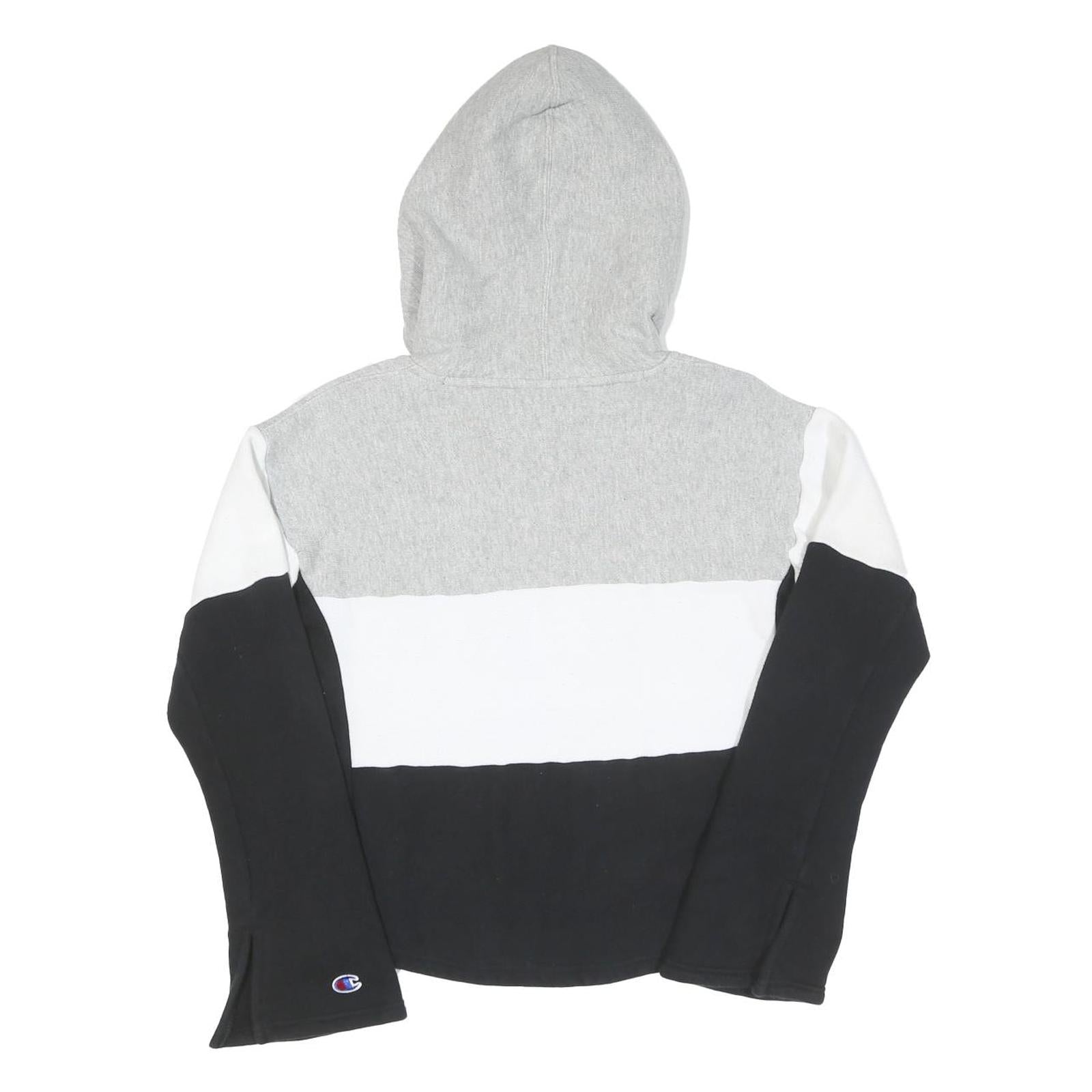 CHAMPION REVERSE WEAVE Womens Grey & White & Black Hoodie XS Cotton Blend