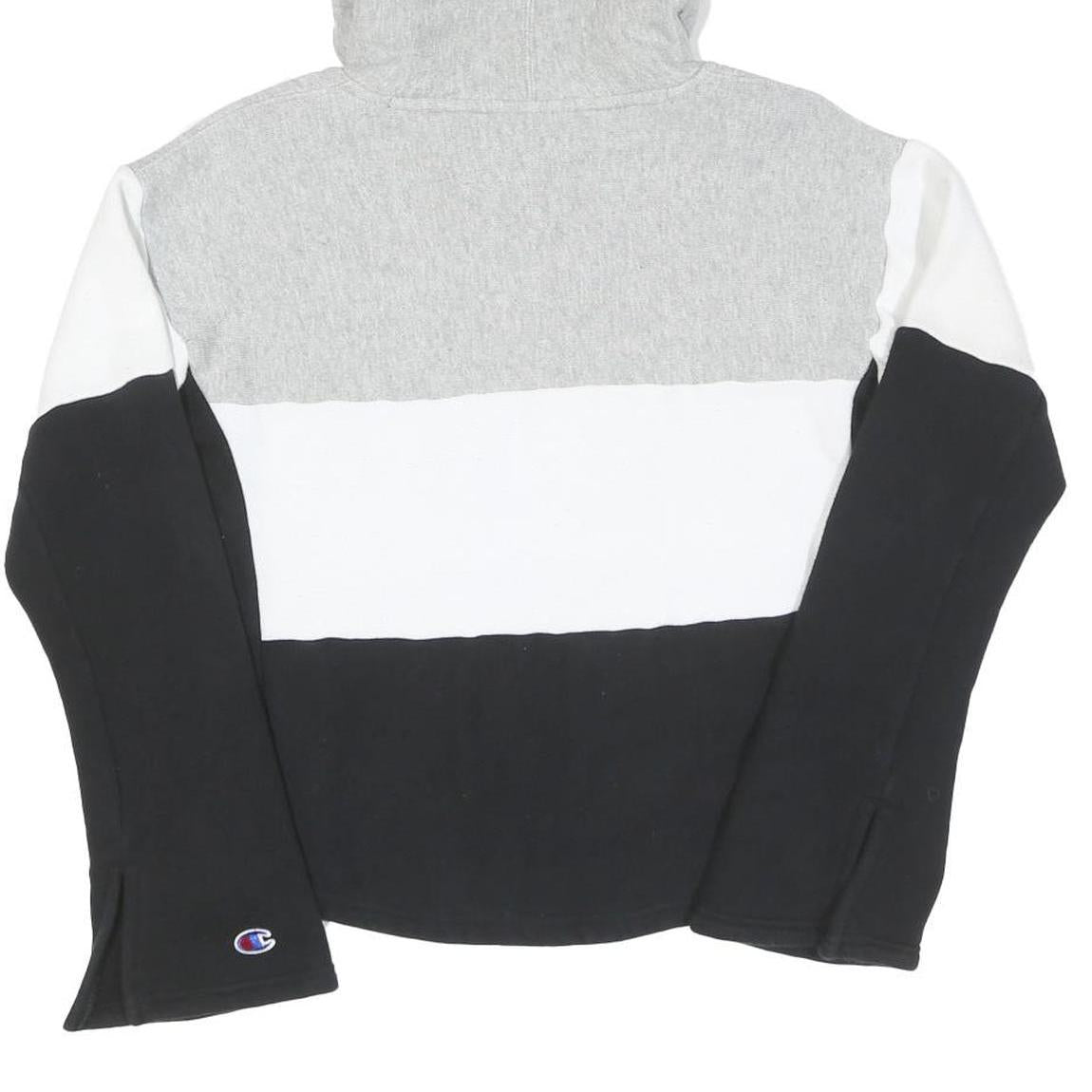 CHAMPION REVERSE WEAVE Womens Grey & White & Black Hoodie XS Cotton Blend