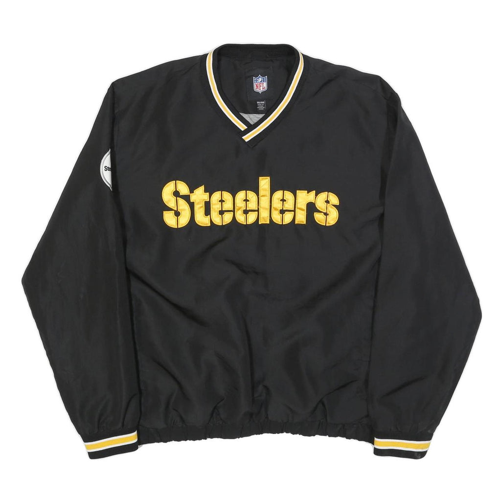 NFL Mens Black & Gold Steelers V-Neck 2XL Sweatshirt Polyester Sportswear