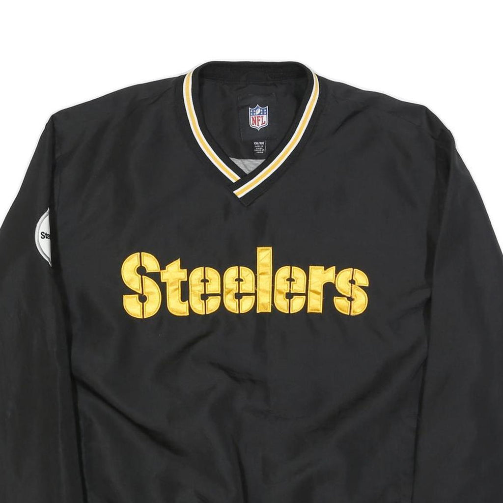 NFL Mens Black & Gold Steelers V-Neck 2XL Sweatshirt Polyester Sportswear