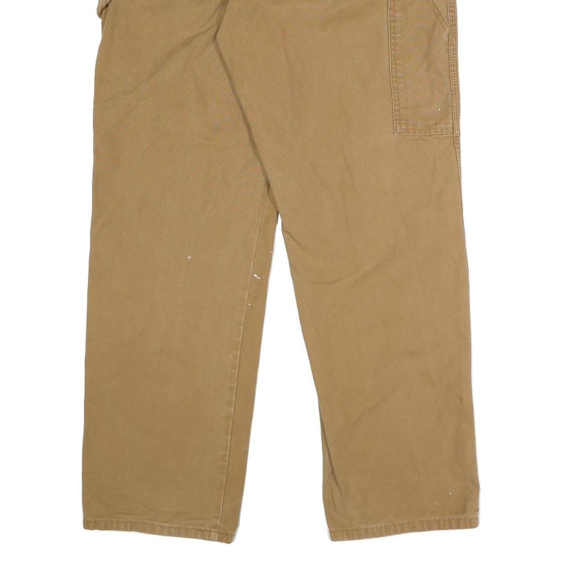 DICKIES Mens Cotton Blend Beige Regular Fit Straight Leg Trousers W38 L31