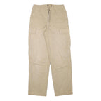 Womens Beige Cotton Blend Relaxed Cargo Trousers W27 L29 Casual Utility Zip