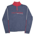 TOMMY HILFIGER Womens Jumper Blue Button Neck Tight Knit XL