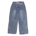 Womens Regular Fit Blue Denim Cotton Blend Wide-Leg Jeans W28 L30 Drawstring