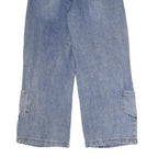 Womens Regular Fit Blue Denim Cotton Blend Wide-Leg Jeans W28 L30 Drawstring