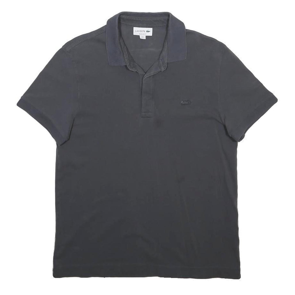 LACOSTE Mens Grey Cotton Blend Short Sleeve Plain M Polo Shirt Classic Fit