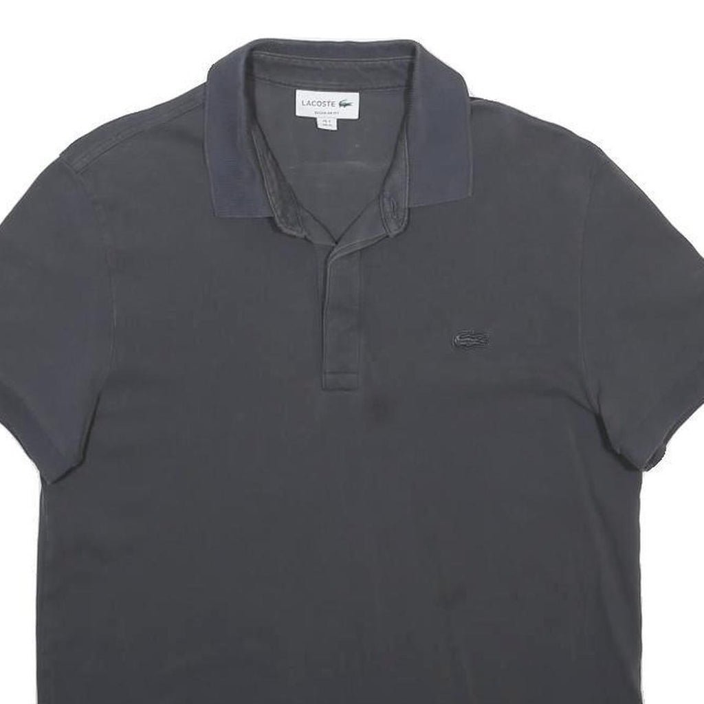 LACOSTE Mens Grey Cotton Blend Short Sleeve Plain M Polo Shirt Classic Fit