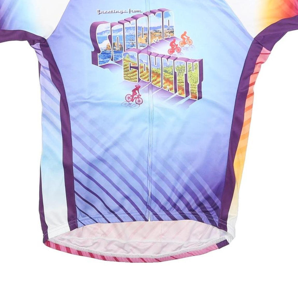 VOLER Mens Purple & Orange Graphic Cycling Jersey L Short Sleeve Zip Neck