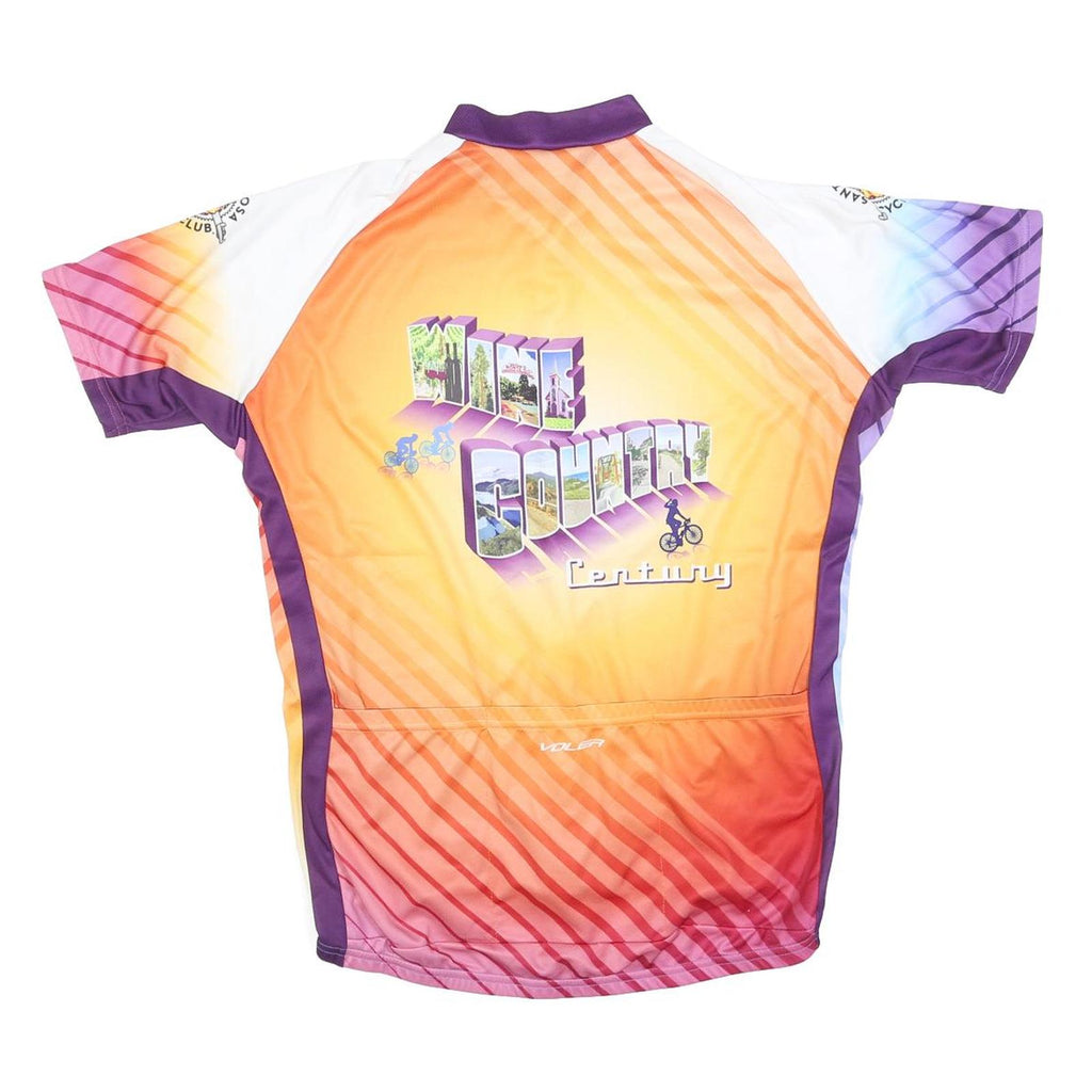 VOLER Mens Purple & Orange Graphic Cycling Jersey L Short Sleeve Zip Neck