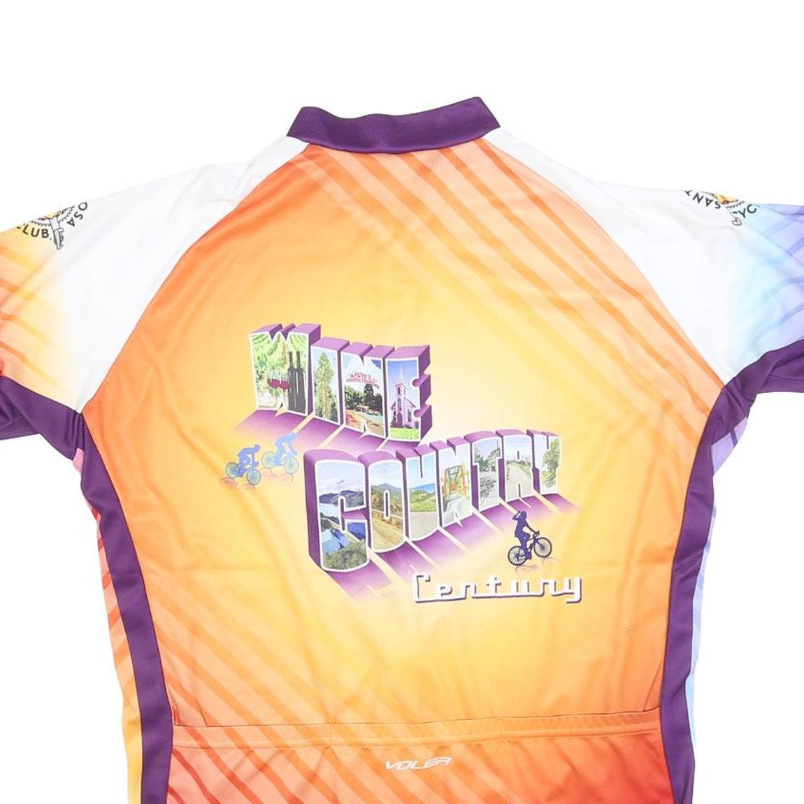 VOLER Mens Purple & Orange Graphic Cycling Jersey L Short Sleeve Zip Neck