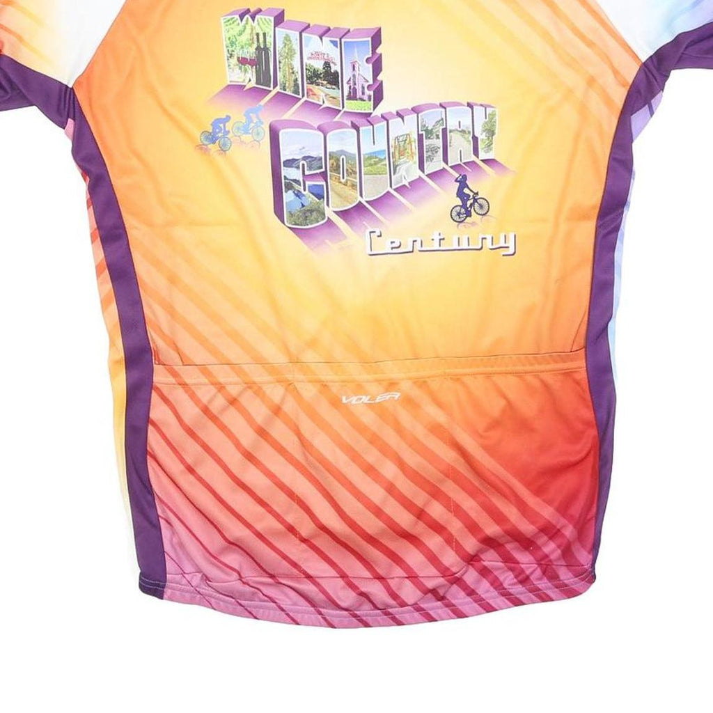 VOLER Mens Purple & Orange Graphic Cycling Jersey L Short Sleeve Zip Neck
