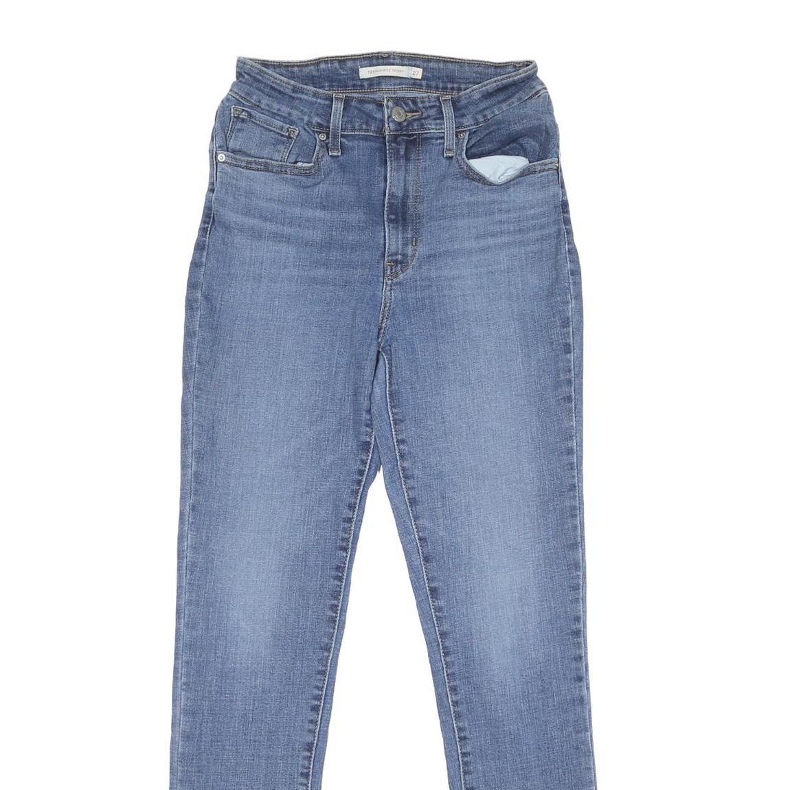 LEVI'S 721 High Rise Skinny Womens Jeans Blue Slim Denim Medium W27 L30 Stretch