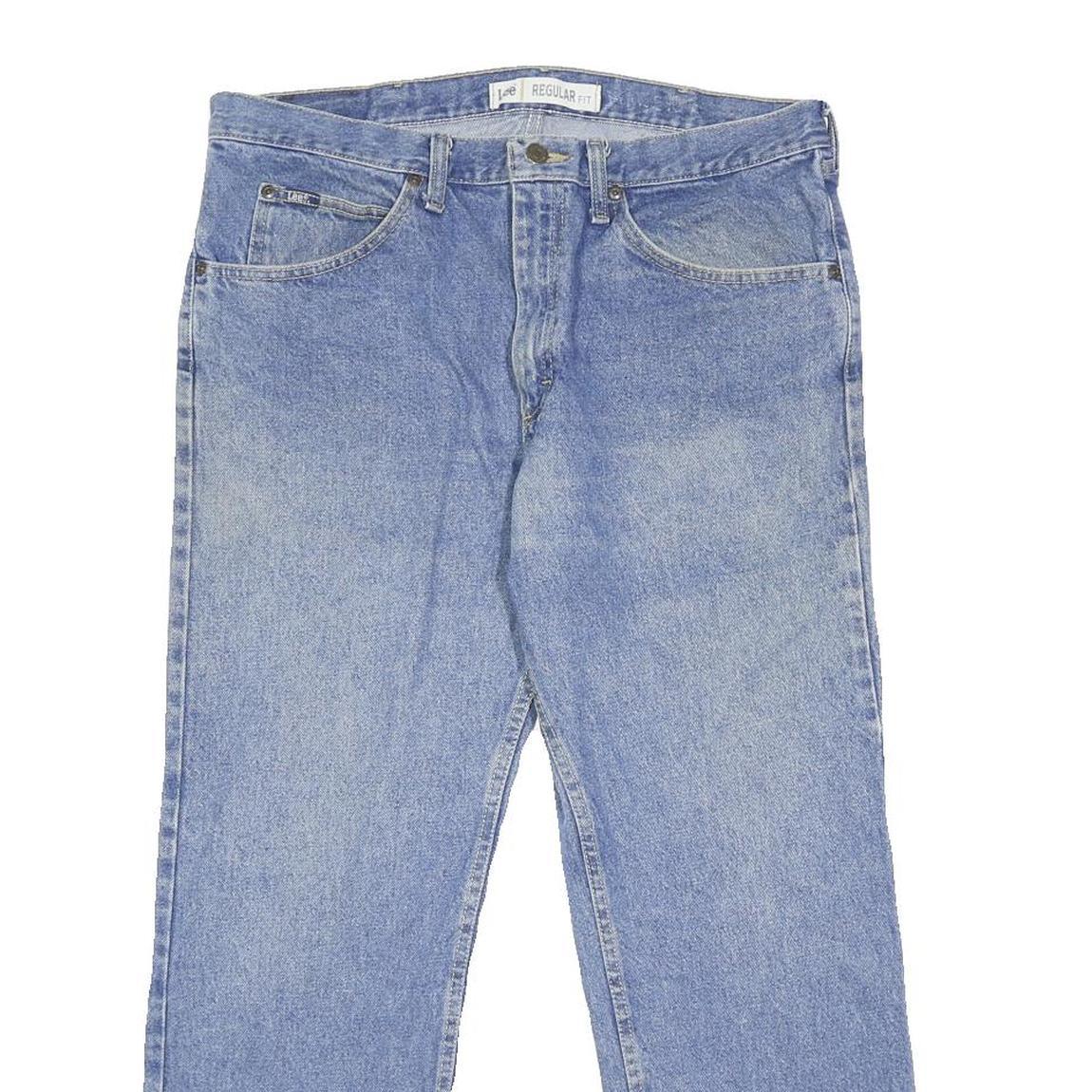 LEE Mens Blue Regular Fit Straight Denim Light Wash Jeans W36 L29 Classic Zip