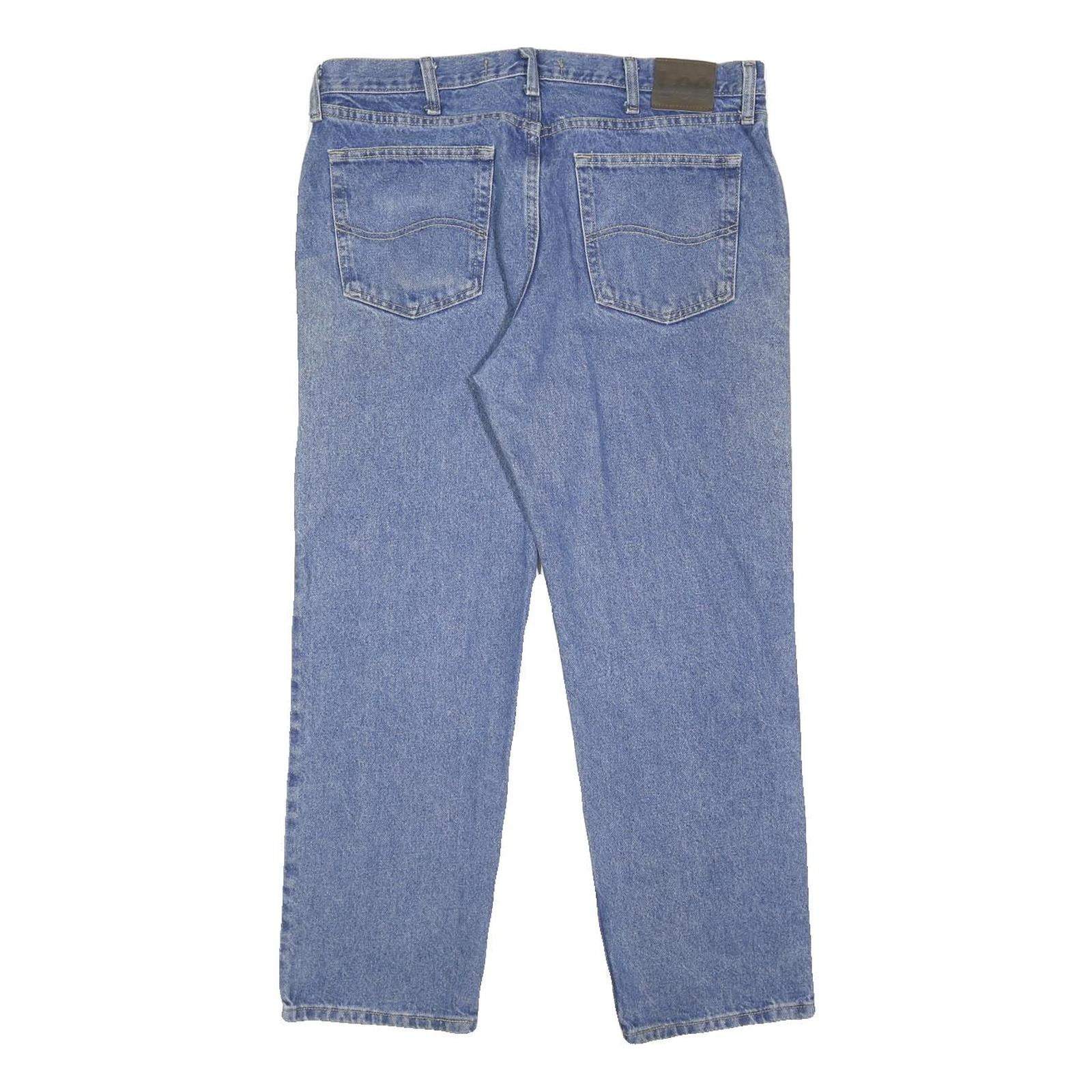 LEE Mens Blue Regular Fit Straight Denim Light Wash Jeans W36 L29 Classic Zip