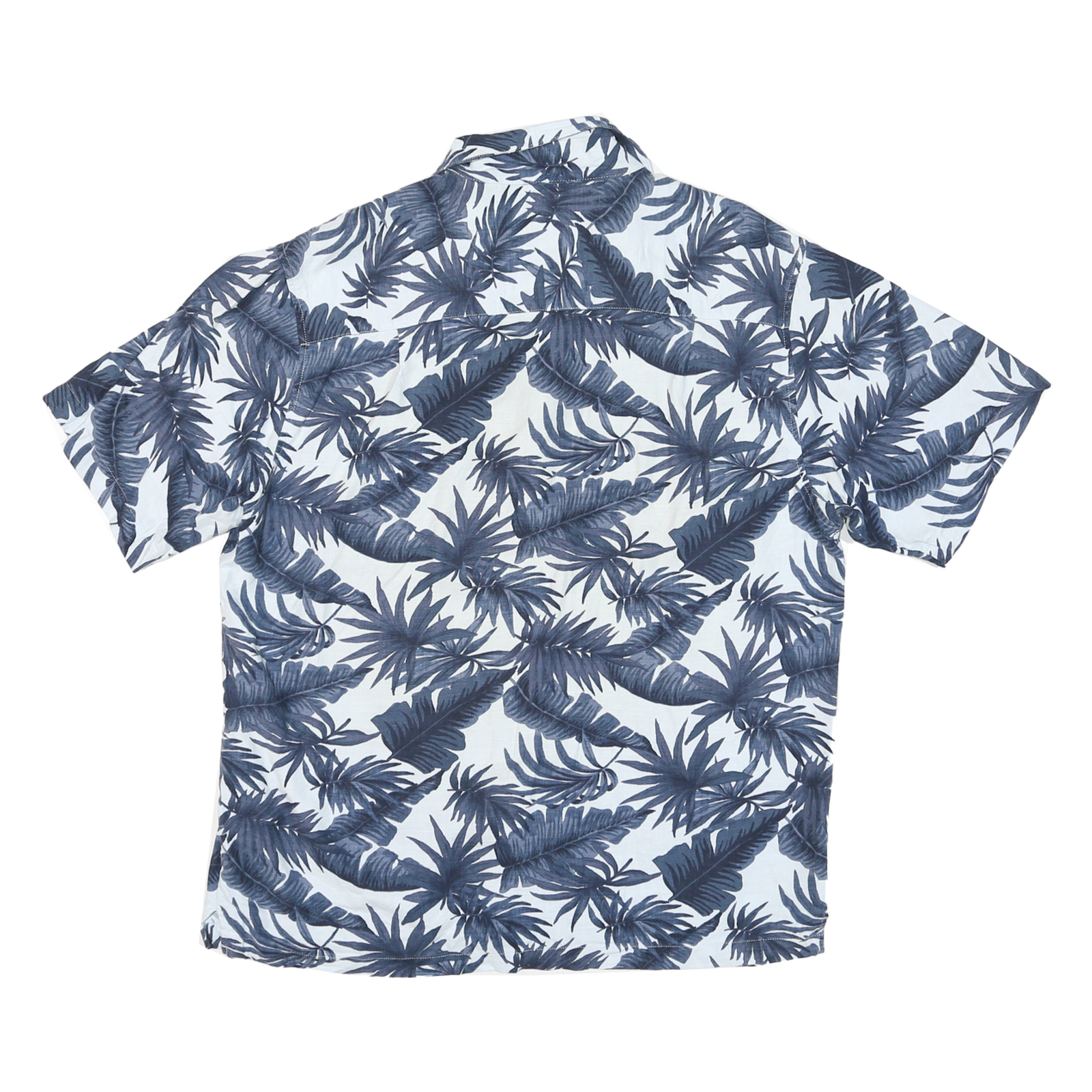 HIGHER SIERA Mens Blue & White Tropical Print Shirt M Cotton Blend Casual