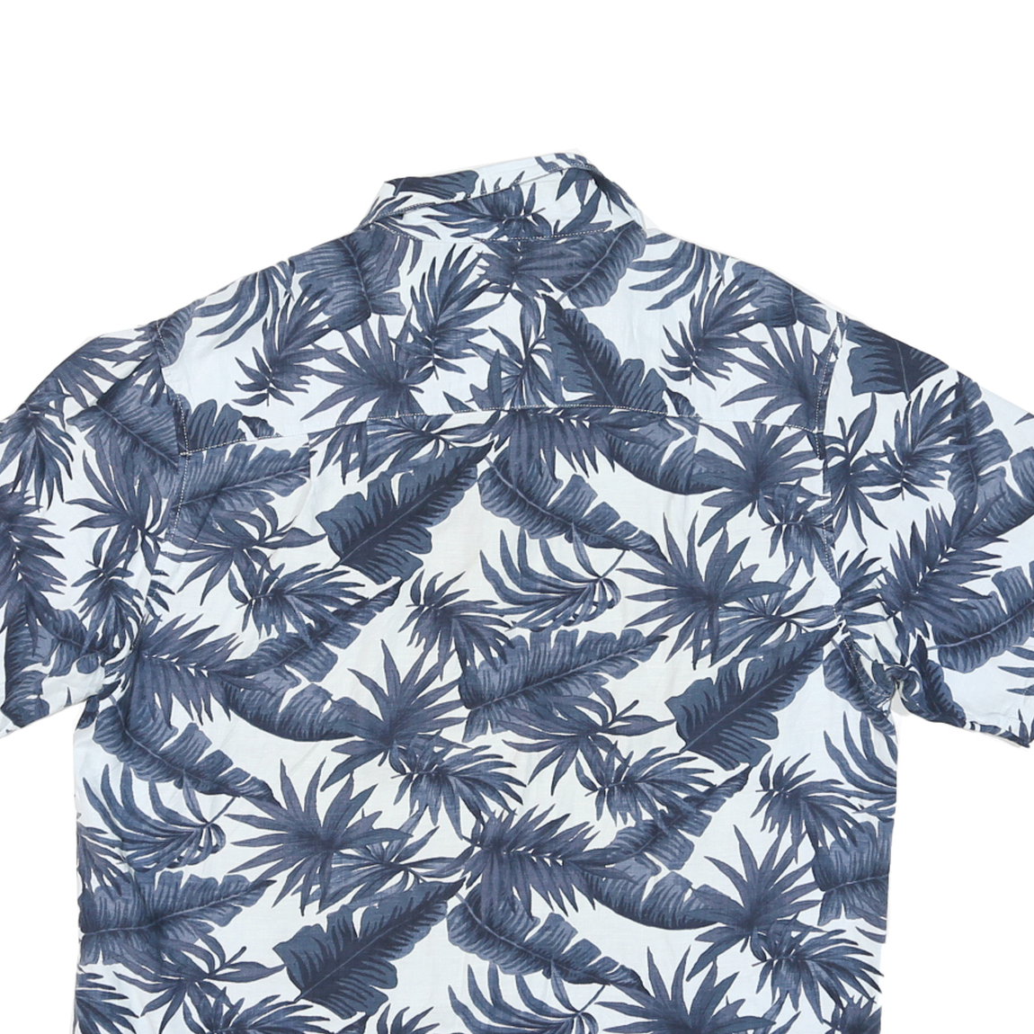 HIGHER SIERA Mens Blue & White Tropical Print Shirt M Cotton Blend Casual