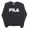 FILA Mens Black Cotton Blend Crew Neck Sweatshirt S Branded Logo Pullover