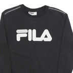 FILA Mens Black Cotton Blend Crew Neck Sweatshirt S Branded Logo Pullover