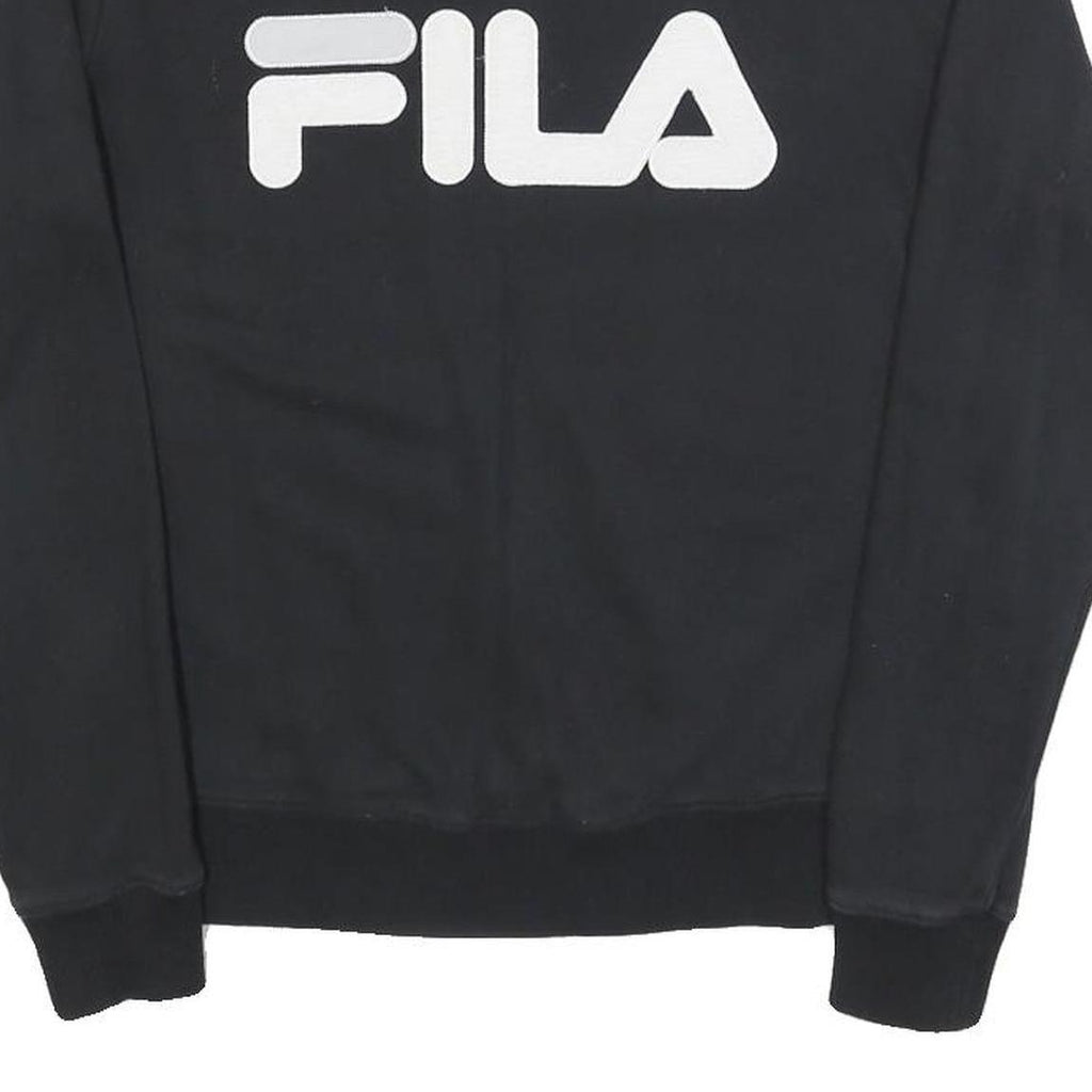 FILA Mens Black Cotton Blend Crew Neck Sweatshirt S Branded Logo Pullover