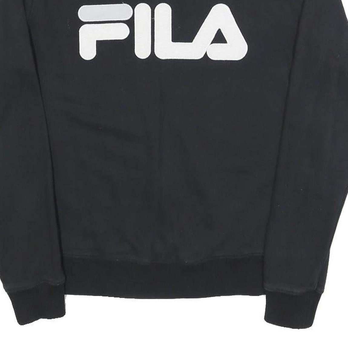 FILA Mens Black Cotton Blend Crew Neck Sweatshirt S Branded Logo Pullover
