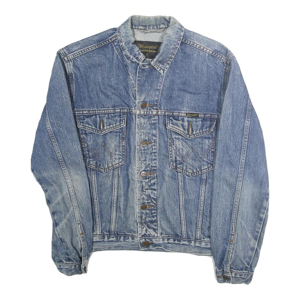 WRANGLER Mens Blue Denim Button Jacket S Cotton Classic Western Style Casual