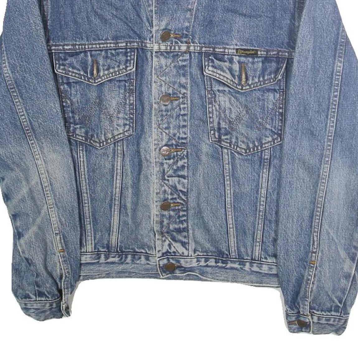 WRANGLER Mens Blue Denim Button Jacket S Cotton Classic Western Style Casual