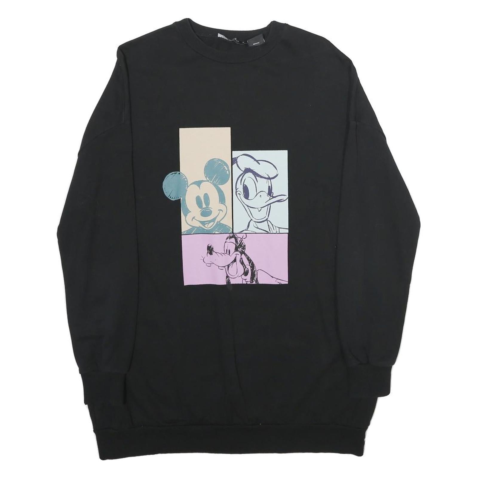 LCW MODEST Womens Black Disney Characters Crew Neck M Cotton Sweatshirt