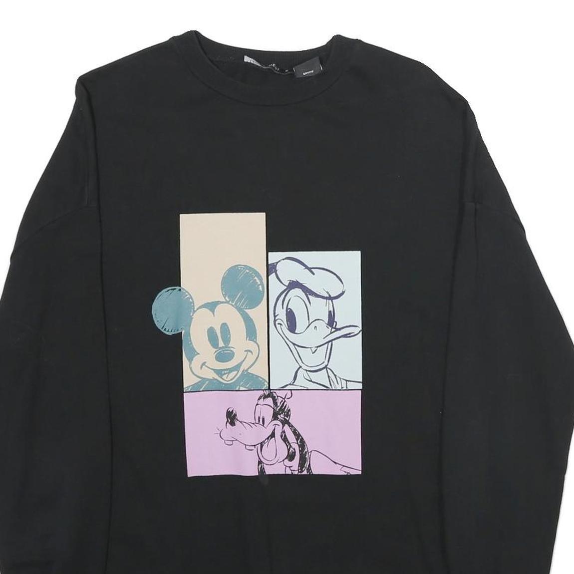 LCW MODEST Womens Black Disney Characters Crew Neck M Cotton Sweatshirt