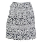 Womens Pleated Skirt Black Midi Crazy Pattern M