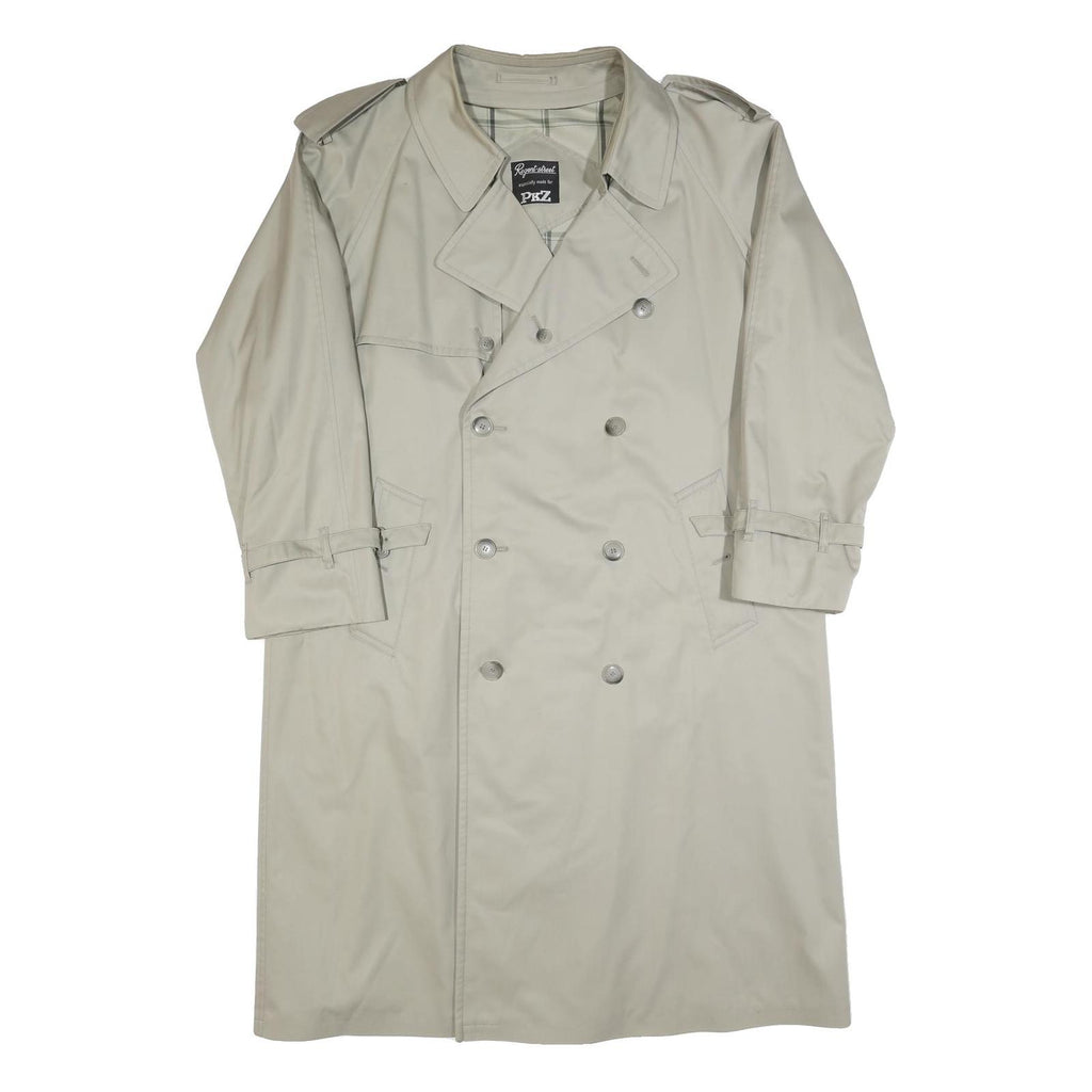 PKZ Mens Beige Cotton Classic Coat L Button Plain Stylish Warm Comfortable