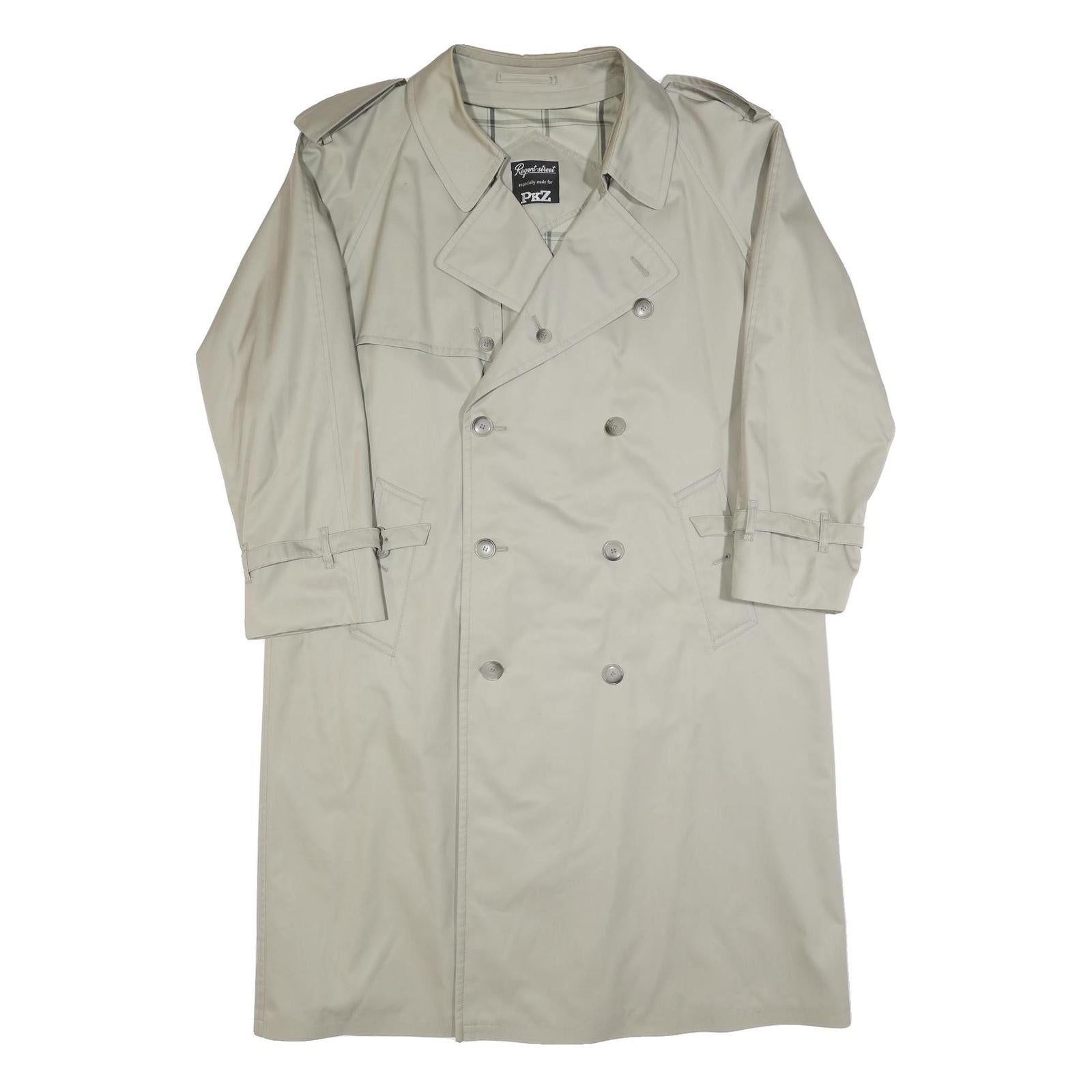 PKZ Mens Beige Cotton Classic Coat L Button Plain Stylish Warm Comfortable