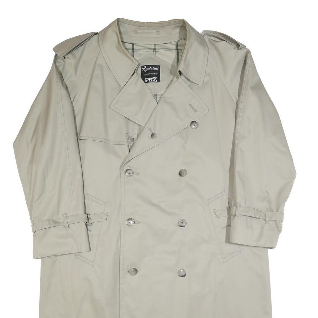 PKZ Mens Beige Cotton Classic Coat L Button Plain Stylish Warm Comfortable