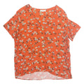 F&F Womens Printed Top Orange V-Neck Viscose Floral UK 20