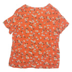 F&F Womens Printed Top Orange V-Neck Viscose Floral UK 20