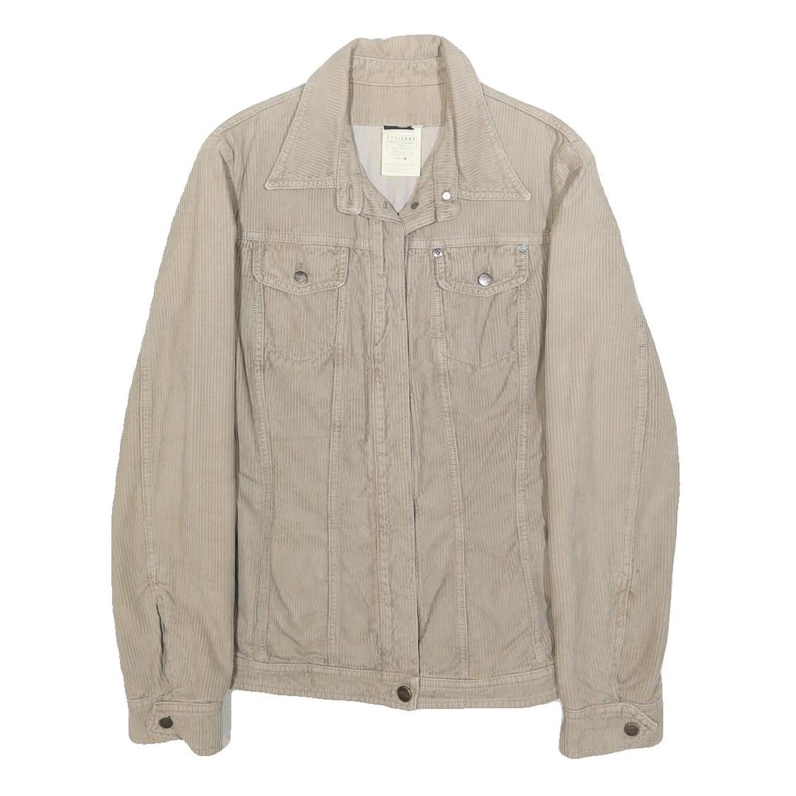 FERRE Womens Beige Cotton Corduroy Button Jacket M Classic Fit Casual