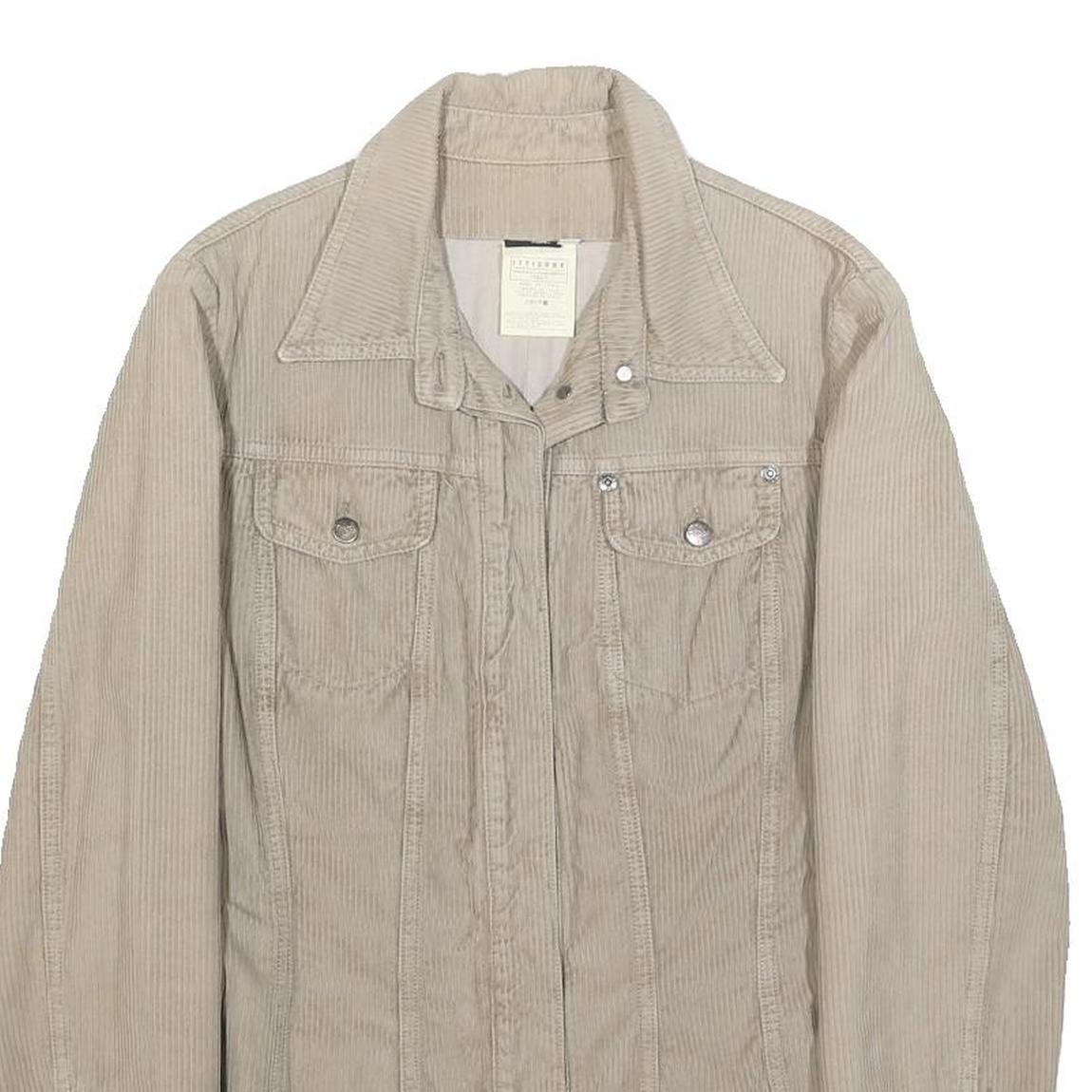 FERRE Womens Beige Cotton Corduroy Button Jacket M Classic Fit Casual