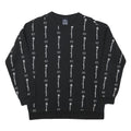 CHAMPION Boys Black Crew Neck XL Logo Print Cotton Blend Sweatshirt