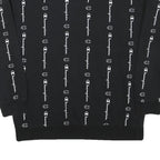 CHAMPION Boys Black Crew Neck XL Logo Print Cotton Blend Sweatshirt