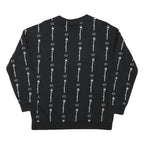 CHAMPION Boys Black Crew Neck XL Logo Print Cotton Blend Sweatshirt